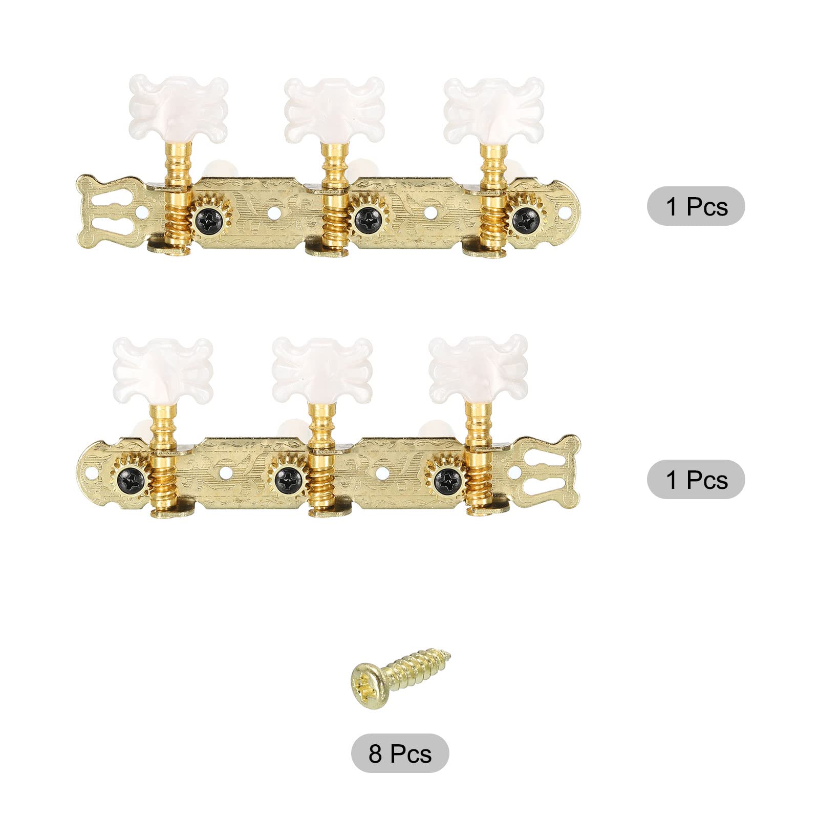 PATIKIL Classical Guitar String Tuners Keys Machine Heads Tuning Pegs 3 Left 3 Right, White Buttons, 1 Set